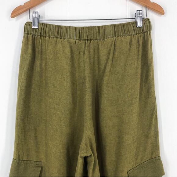 Nicole Miller Linen Blend Baggy Pant Drawstring Lagenlook Boho Size Small Green - Picture 6 of 16